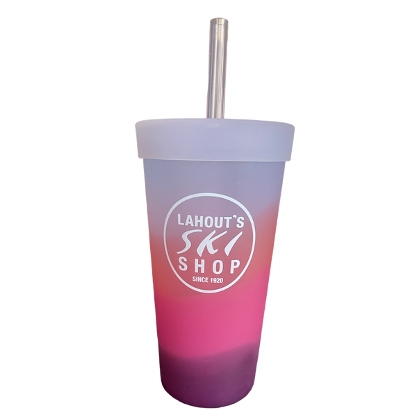 Silipint 22oz Silicone Tumbler with straw in color Desert Sun (pink hues)