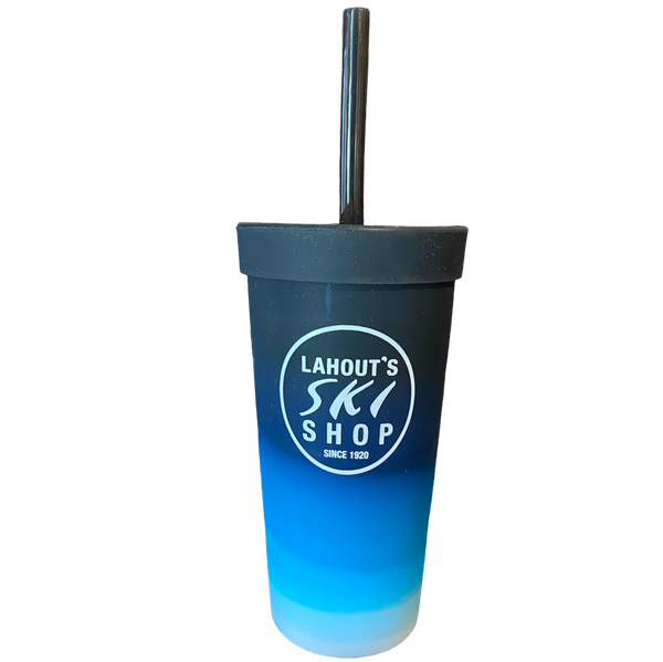 Silipint 22oz Silicone Tumbler with straw in color Mountain Air (Dark Blue hues)