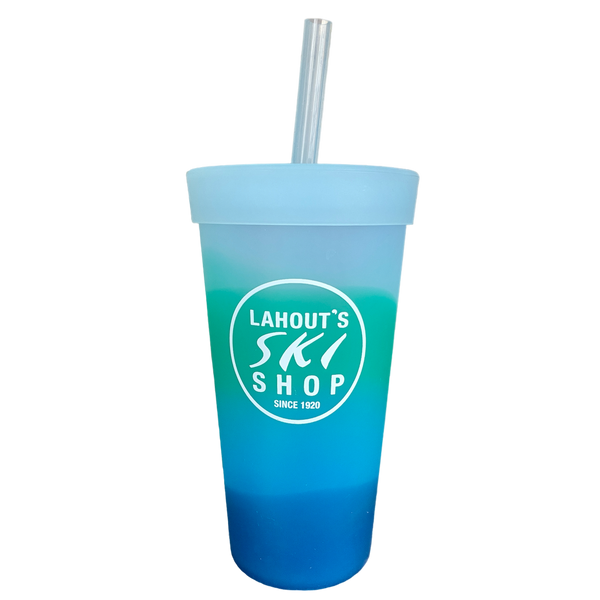 Silipint 22oz Silicone Tumbler with straw in color Mountain Air (Blue hues)